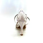 Carica immagine nella Galleria, CAROLIN QC (Marea L14) - Scarpa Da Donna in Raso Seta Cipria Rosé Con Swarovski Boreali e Tacco a Rocchetto/Slim Latino Alto
