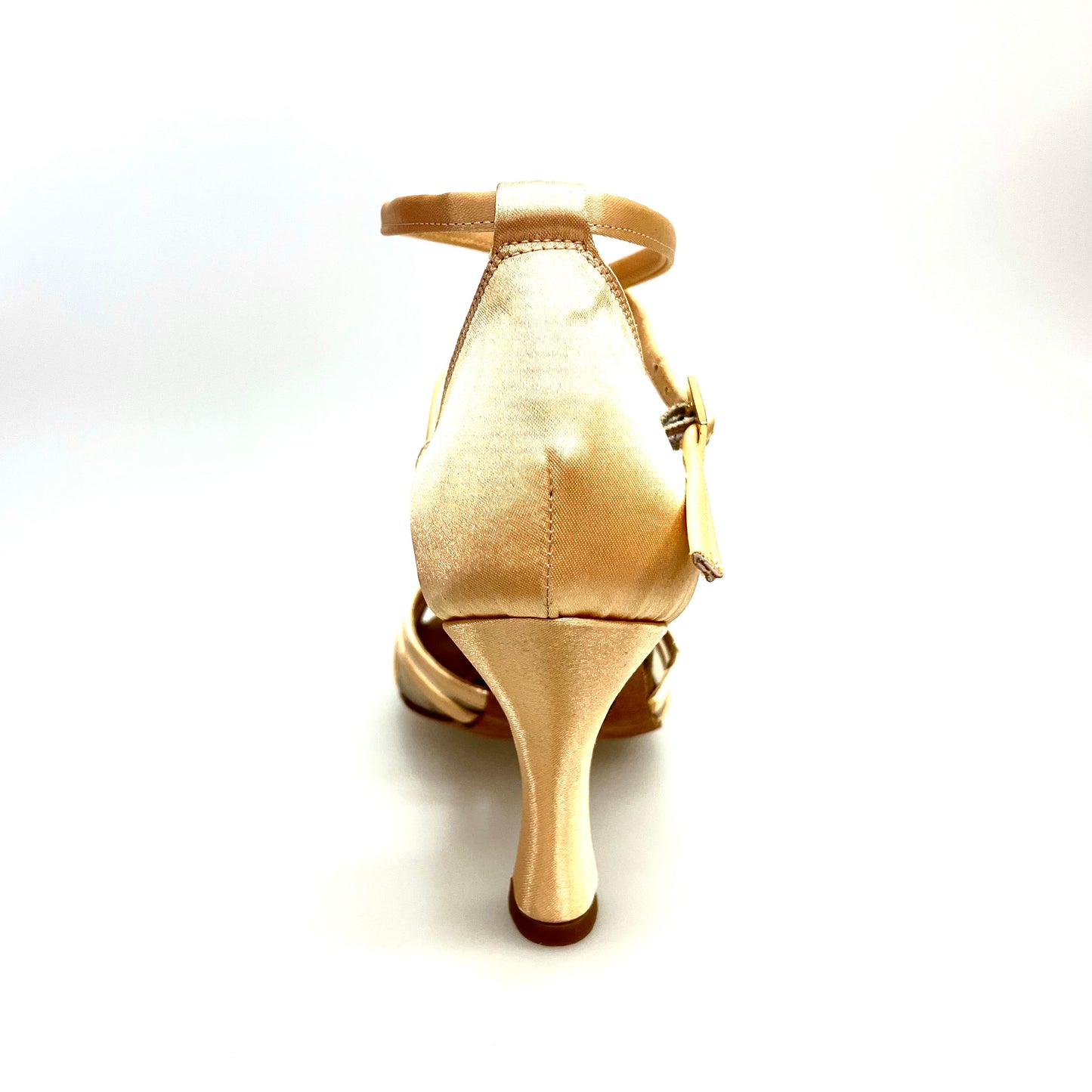 Scarpa da donna Lorena QB Wish Dance Shop in raso seta carne con retina, cinturino doppio e tacco a rocchetto.