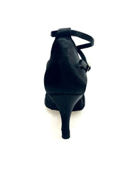 Carica immagine nella Galleria, Melany QB (45R QB) - Scarpa Basica da donna in Raso Nero con Retina e Cinturino Doppio sulla Caviglia con Tacco Stiletto
