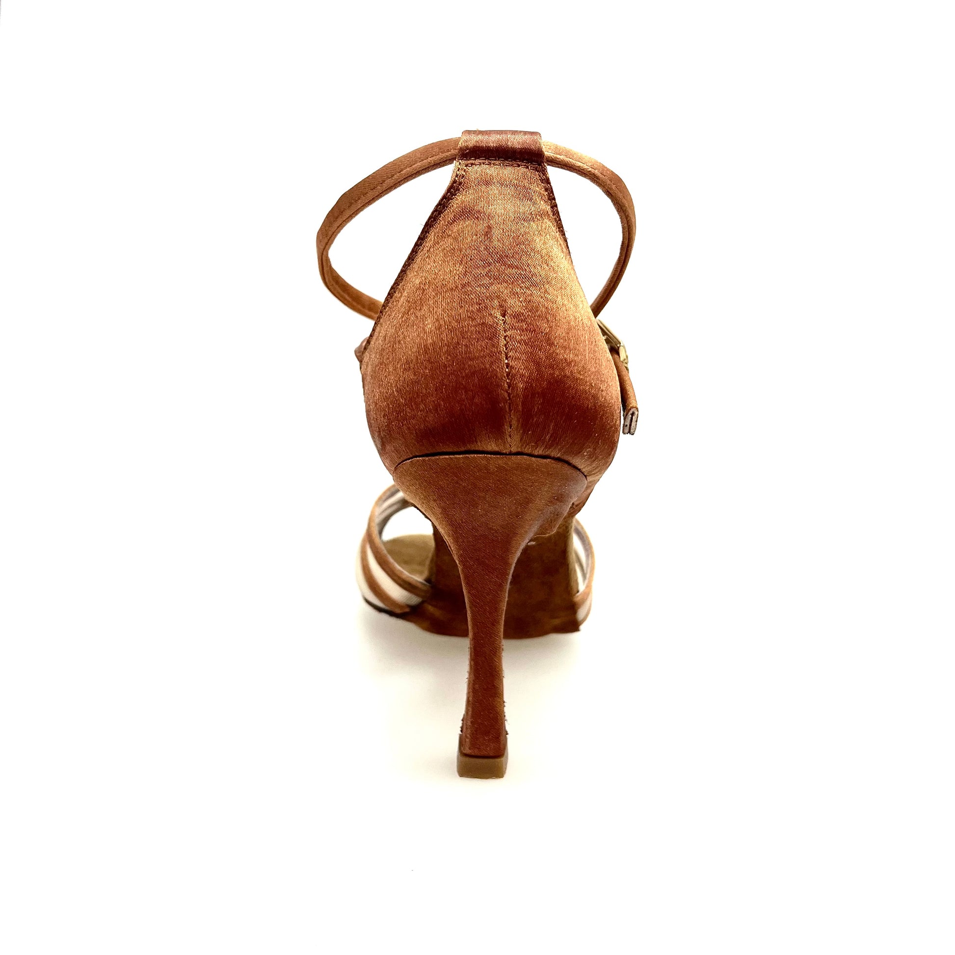 Scarpa da ballo Wishdance Melany QB in raso seta bronzo con retina, cinturino doppio e tacco rocchetto, donna.