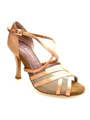 Carica immagine nella Galleria, Melany QC (45R QC) - Scarpa Basica Da donna in Raso Carne con Retina con Cuscino memorex e Cinturino Incrociato sul Collo Piede con Tacco Rocchettino
