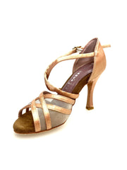 Carica immagine nella Galleria, Melany QC (45R QC) - Scarpa Basica Da donna in Raso Carne con Retina con Cuscino memorex e Cinturino Incrociato sul Collo Piede con Tacco Rocchettino
