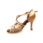 Load image into Gallery viewer, Melany QC (45R QC) - Women&#39;s Basic Shoe in Nude Satin with Net with Memorex Cushion and Crossed Strap on the Foot Neck
