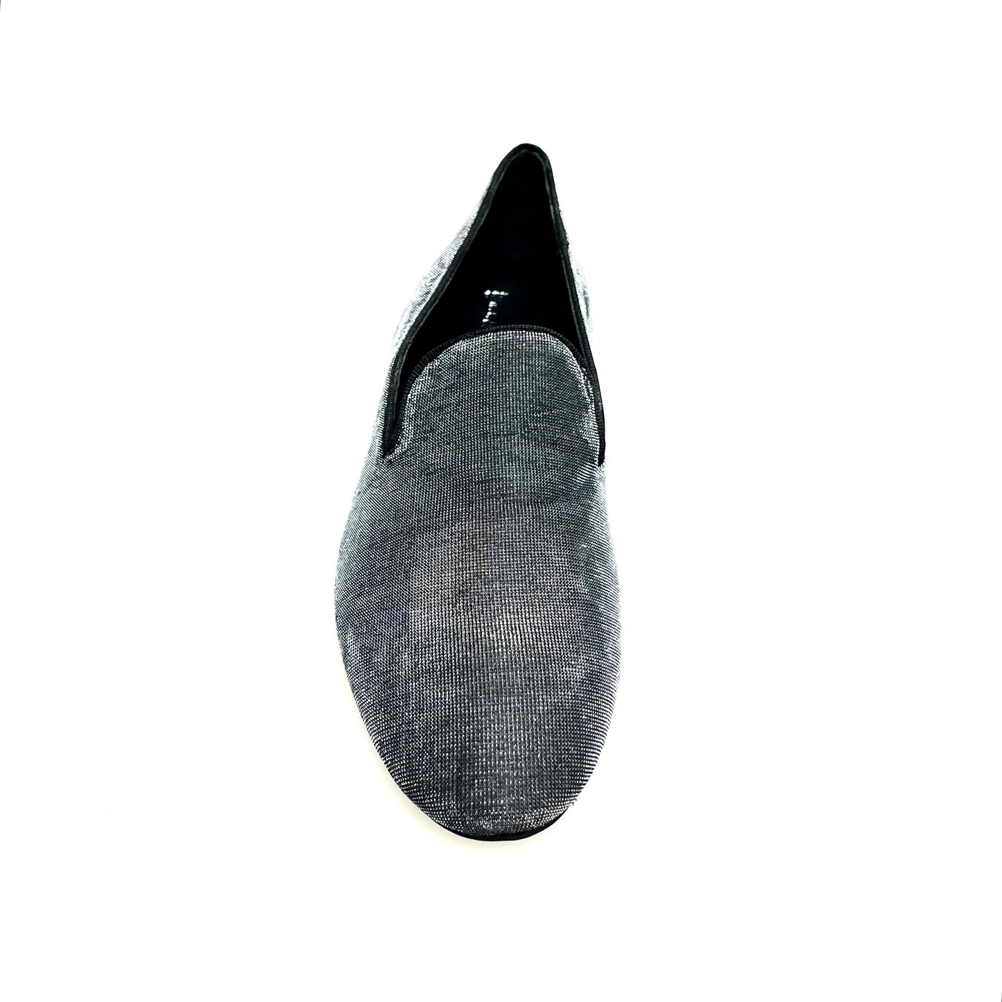 Mocassino Boris MS20 da uomo in fish satinato silver con tacco in legno, scarpa elegante con forma lunga e stile classico