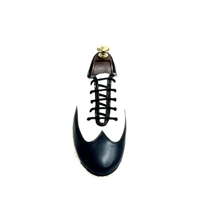 Scarpe da jazz EL MAMBO Wish Dance Shop blu notte e bianco, pelle per allenamento, suola flessibile e design elegante.