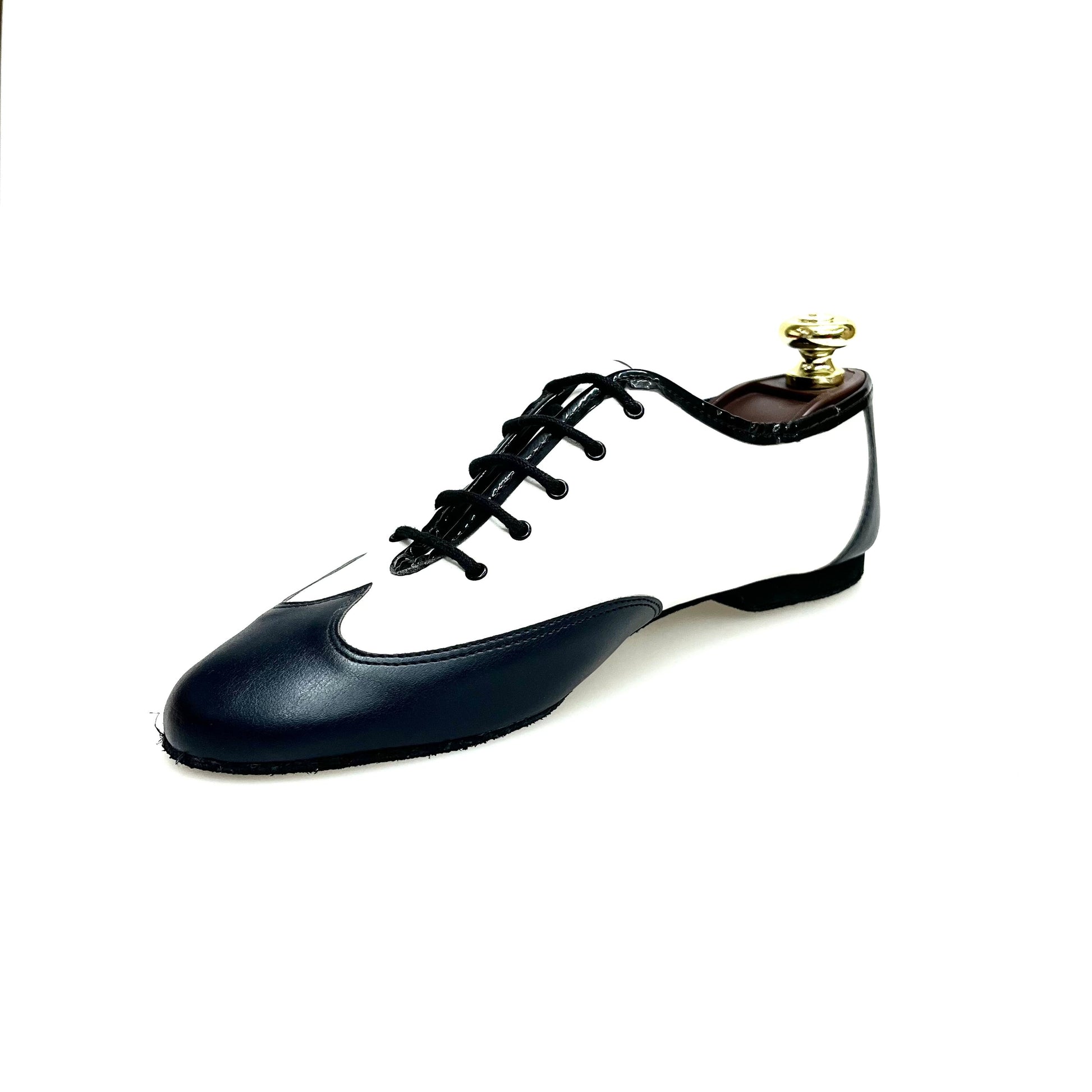 Scarpa da jazz Wish Dance Shop EL MAMBO (J06L) in pelle blu notte e bianca, adatta per allenamento e performance di danza jazz.