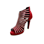 Load image into Gallery viewer, ELSY Plus (LP7) - Sandalo a Tronchetto Da Donna in Morbido Camoscio Rosso Con Swarovski Boreali con Plateau Flex e Tacco Alto a Spillo Largo
