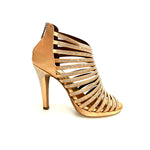 Carica immagine nella Galleria, ELSY Plus (LP7) - Sandalo a Tronchetto Da Donna in Raso Seta Carne Con Swarovski Boreali con Plateau Flex e Tacco Alto a Spillo Largo
