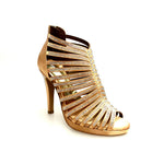 Carica immagine nella Galleria, ELSY Plus (LP7) - Sandalo a Tronchetto Da Donna in Raso Seta Carne Con Swarovski Boreali con Plateau Flex e Tacco Alto a Spillo Largo
