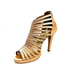 Carica immagine nella Galleria, ELSY Plus (LP7) - Sandalo a Tronchetto Da Donna in Raso Seta Carne Con Swarovski Boreali con Plateau Flex e Tacco Alto a Spillo Largo
