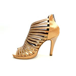 Carica immagine nella Galleria, ELSY Plus (LP7) - Sandalo a Tronchetto Da Donna in Raso Seta Carne Con Swarovski Boreali con Plateau Flex e Tacco Alto a Spillo Largo
