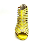 Load image into Gallery viewer, ELSY Plus (LP7) - Sandalo a Tronchetto Da Donna in Morbido Camoscio Giallo Con Swarovski Boreali con Plateau Flex e Tacco Alto a Spillo Largo
