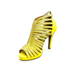 Load image into Gallery viewer, ELSY Plus (LP7) - Sandalo a Tronchetto Da Donna in Morbido Camoscio Giallo Con Swarovski Boreali con Plateau Flex e Tacco Alto a Spillo Largo
