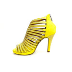 Load image into Gallery viewer, ELSY Plus (LP7) - Sandalo a Tronchetto Da Donna in Morbido Camoscio Giallo Con Swarovski Boreali con Plateau Flex e Tacco Alto a Spillo Largo
