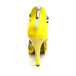 Load image into Gallery viewer, ELSY Plus (LP7) - Sandalo a Tronchetto Da Donna in Morbido Camoscio Giallo Con Swarovski Boreali con Plateau Flex e Tacco Alto a Spillo Largo
