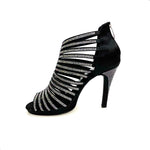 Load image into Gallery viewer, ELSY Plus (LP7) - Sandalo a Tronchetto Da Donna in Raso Seta Nero Con Swarovski Boreali con Plateau Flex e Tacco Alto a Spillo Largo
