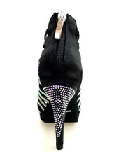 Carica immagine nella Galleria, ELSY Plus (LP7) - Sandalo a Tronchetto Da Donna in Raso Seta Nero Con Swarovski Boreali con Plateau Flex e Tacco Alto a Spillo Largo
