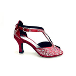 Load image into Gallery viewer, MIRIAM Temptation Plus (L6) - Scarpa Da Donna in Raso Seta Rosso Con Swarovski Boreali e Tacco a Rocchetto
