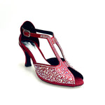 Load image into Gallery viewer, MIRIAM Temptation Plus (L6) - Scarpa Da Donna in Raso Seta Rosso Con Swarovski Boreali e Tacco a Rocchetto
