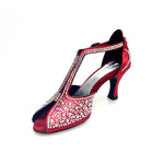 Load image into Gallery viewer, MIRIAM Temptation Plus (L6) - Scarpa Da Donna in Raso Seta Rosso Con Swarovski Boreali e Tacco a Rocchetto
