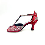 Load image into Gallery viewer, MIRIAM Temptation Plus (L6) - Scarpa Da Donna in Raso Seta Rosso Con Swarovski Boreali e Tacco a Rocchetto
