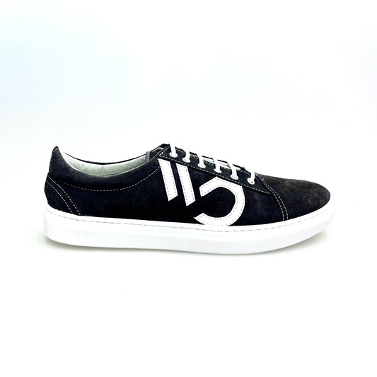 SNEAKER URBANKIZ EXTRACONFORT FLEX IN CAMOSCIO NERO CUCITURE BIANCHE CON CASSETTA IN RESINA DI GOMMINA, vista laterale