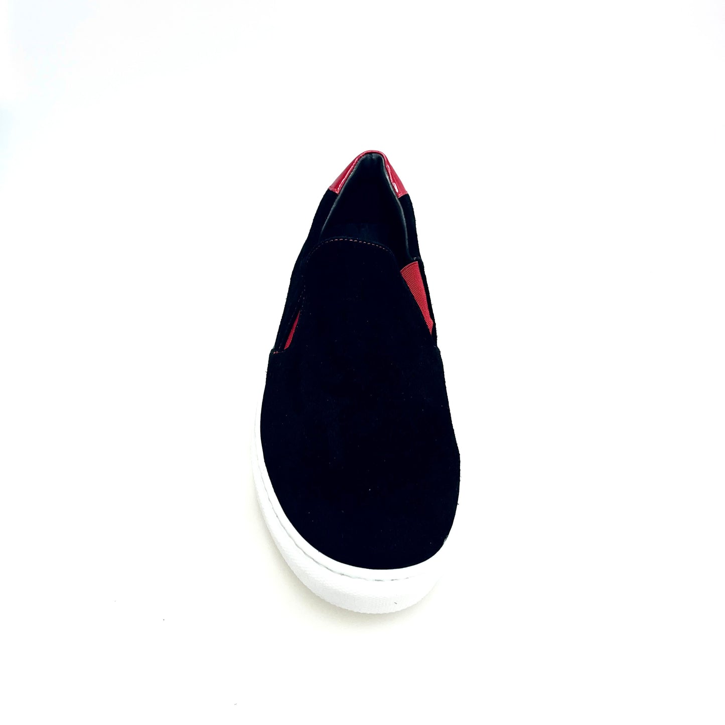 Mocassino super flex in camoscio nero Rojas Slip Bayang Flex con suola in resina di gomma bianca, design elegante e comfort elevato