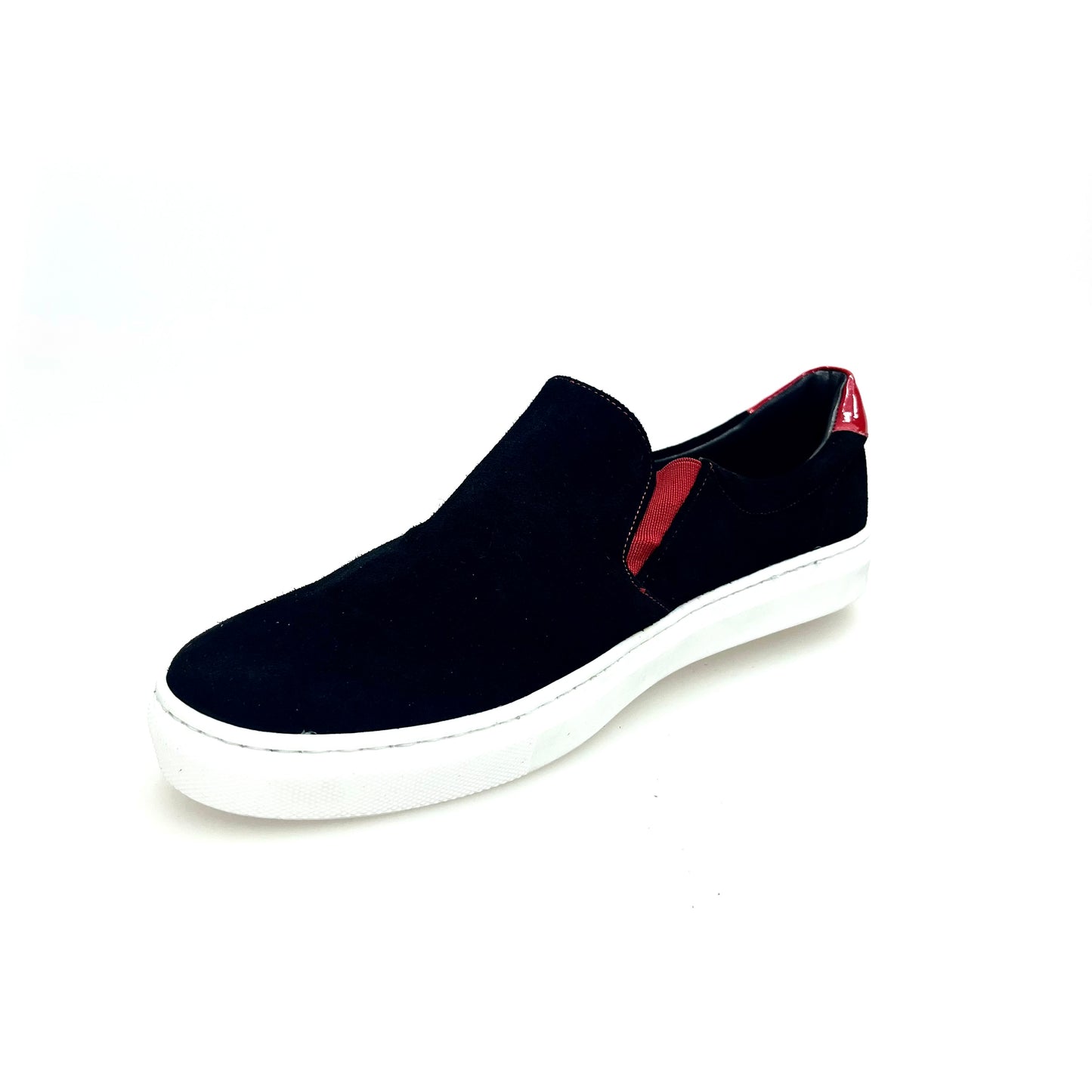 Mocassino nero Rojas Slip Bayang Flex in camoscio, con suola in resina di gomma bianca e design super flessibile e comodo