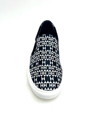 Carica immagine nella Galleria, ROJAS Slip Supreme Flex - MOCASSINO SUPER FLEX EXTRACONFORT TESSUTO ROMBOIDALE BIANCO E NERO ABBINATO A CAMOSCIO NERO CON CASSETTA IN RESINA DI GOMMINA BIANCA FLEX
