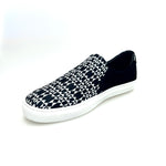 Load image into Gallery viewer, ROJAS Slip Supreme Flex - MOCASSINO SUPER FLEX EXTRACONFORT TESSUTO ROMBOIDALE BIANCO E NERO ABBINATO A CAMOSCIO NERO CON CASSETTA IN RESINA DI GOMMINA BIANCA FLEX
