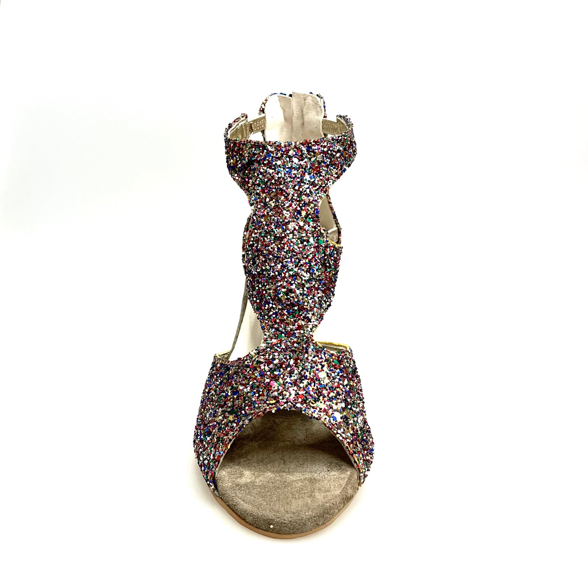 Sandalo donna Nina Kristall con cristalli multicolor, fodera in pelle e tacco sottile a rocchetto, scarpa elegante Wish Dance Shop
