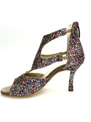 Carica immagine nella Galleria, Nina Kristall - Sandalo da Donna in Kristal Multicolor Foderato in Pelle tacco sottile a Rocchettino
