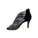 Load image into Gallery viewer, ELSY Plus (L7) - Sandalo a Tronchetto Da Donna in Raso Seta Nero Con Swarovski Boreali e Tacco a Spillo Largo Basso
