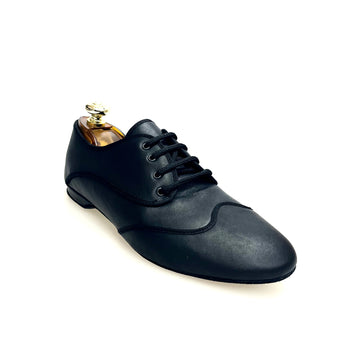 Billie Prince - Jazz Plus Shoe in Black Leather Red Profile