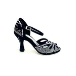 Load image into Gallery viewer, DADA Diamond (L5) - Scarpa da Ballo in Raso Seta Nero Con Swarovski Boreali e Tacco a Rocchetto
