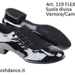 Load image into Gallery viewer, Pablo 852L (MS19) - Scarpa da Uomo Stringata in Vernice Nera e Camoscio Nero Forma tonda Suola Divisa Flex
