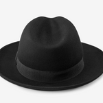 Load image into Gallery viewer, Fedora - Cappello in Feltro di lana Nero Fascia Nera foderato in raso
