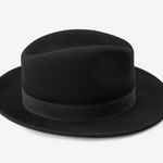 Load image into Gallery viewer, Fedora - Cappello in Feltro di lana Nero Fascia Nera foderato in raso
