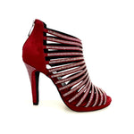 Load image into Gallery viewer, ELSY Plus (LP7) - Sandalo a Tronchetto Da Donna in Morbido Camoscio Rosso Con Swarovski Boreali con Plateau Flex e Tacco Alto a Spillo Largo
