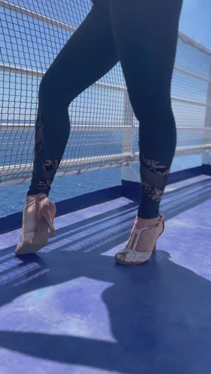 MIRIAM Temptation Plus (L6) - Zapatos de Tacón Bajo con Swarovski Boreales para Mujer en Satén Bronce Tostado
