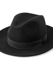 Load image into Gallery viewer, Fedora - Cappello in Feltro di lana Nero Fascia Nera foderato in raso
