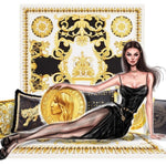 Load image into Gallery viewer, Swann Elizabeth Pirata (460PW) - Sandalo da Donna in Camoscio Nero con Borchie Oro e Swarovski Neri Incastonati elastici Oro e tacco a spillo laminato Oro
