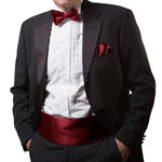 Carica immagine nella Galleria, Set per Smoking Fusciacca/Pochette/Papillone di colore Bordeaux
