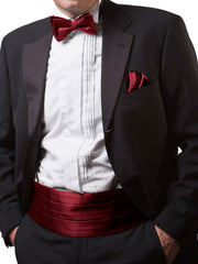 Carica immagine nella Galleria, Set per Smoking Fusciacca/Pochette/Papillone di colore Bordeaux
