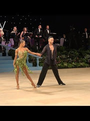 Load and play video in Gallery viewer, Vittoria (1539QCH) - Ladies Basic Dance Shoe in Bronze Satin with Flex Rhinestone Sequins and Rock Heel
