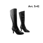 Load image into Gallery viewer, D-4 S42 Zip (L / Jo) - Under Knee High Black Leather Boot with Side Zip Closure
