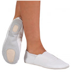 Load image into Gallery viewer, Scarpetta da ginnastica artistica unisex Dedalo G-500 in pelle bianca, ideale per allenamenti di jazz, marca Wish Dance Shop.
