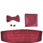 Carica immagine nella Galleria, Set per Smoking Fusciacca/Pochette/Papillone di colore Bordeaux
