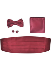 Carica immagine nella Galleria, Set per Smoking Fusciacca/Pochette/Papillone di colore Bordeaux
