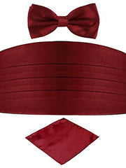 Carica immagine nella Galleria, Set per Smoking Fusciacca/Pochette/Papillone di colore Bordeaux
